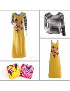 One set/Long Dress Cewek Lengan Panjang Noos All Size