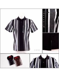 Kaos Kerah Cowok Garis Lengan Pendek Silomide M-XL