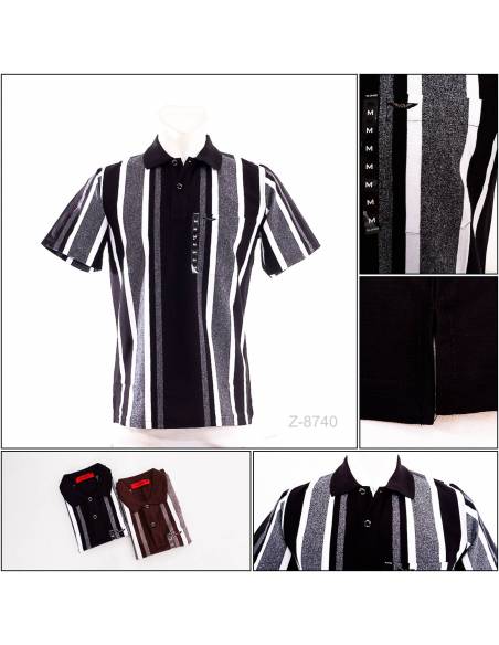 Kaos Kerah Cowok Garis Lengan Pendek Silomide M-XL