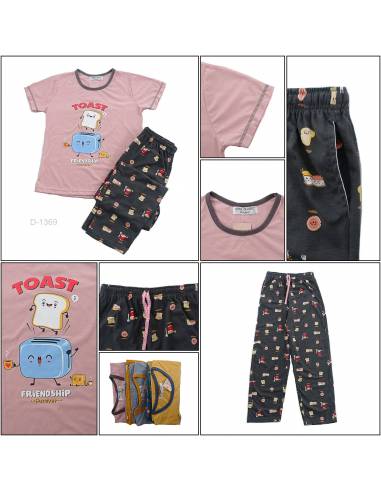 Setelan/One Set Baju Tidur/Night Gown Cewek Lengan Pendek Anne Claire All Size