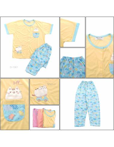 Setelan/One Set Baju Tidur/Night Gown Cewek Lengan Pendek Anne Claire All Size