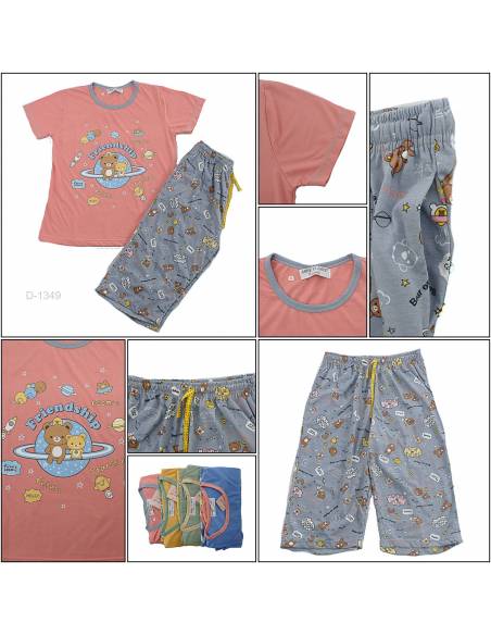 Setelan/One Set Baju Tidur/Night Gown Cewek Lengan Pendek Anne Claire All Size