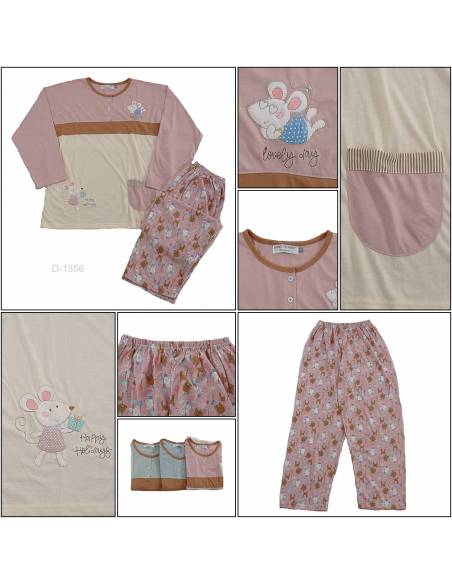 Setelan/One set Baju Tidur/Night Gown Cewek Lengan Panjang Anne Claire XL-XXL