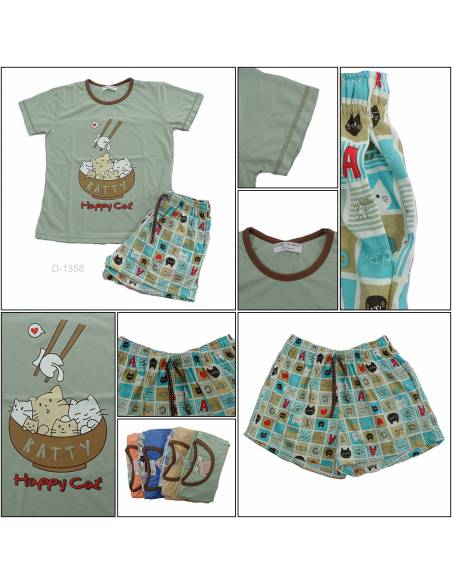 Setelan/One Set Baju Tidur/Night Gown Cewek Lengan Pendek Anne Claire All Size