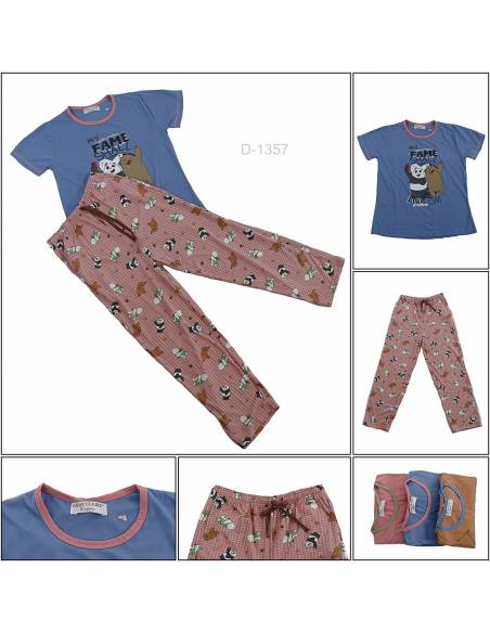Setelan/One Set Baju Tidur/Night Gown Cewek Lengan Pendek Anne Claire All Size