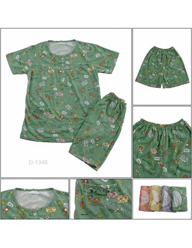 Setelan/One set Baju Tidur/Night Gown Cewek Lengan Pendek Lily White All Size