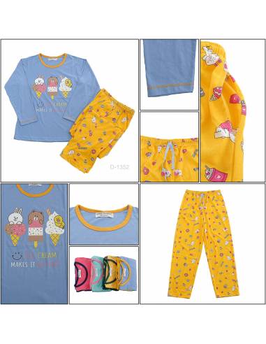 Setelan/One Set Baju Tidur/Night Gown Cewek Lengan Panjang Anne Claire All Size