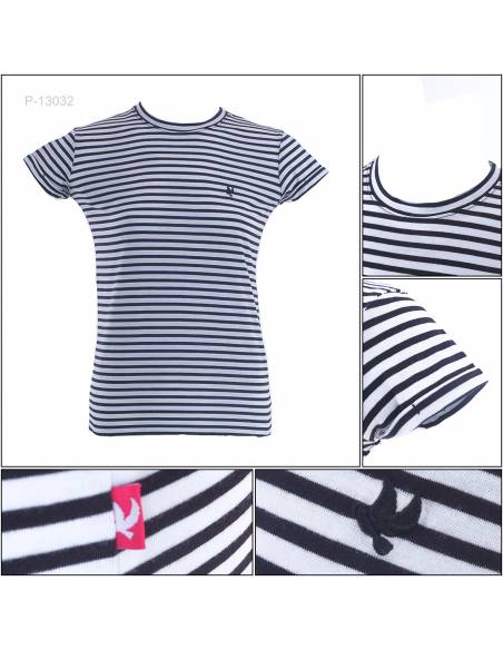 Kaos Oblong Salur Cewek Lengan Pendek Cardinal S-XL
