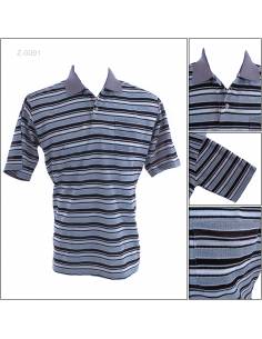 Kaos Kerah Cowok Garis Lengan Pendek Green Berets M-L