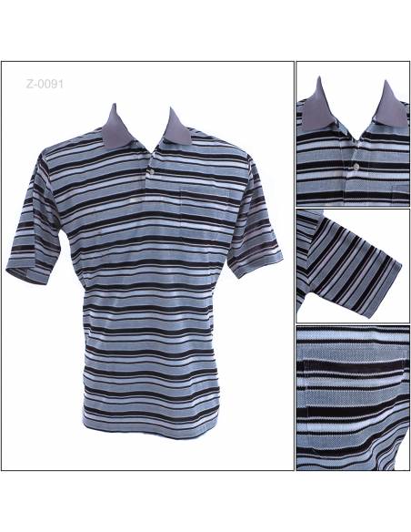 Kaos Kerah Cowok Garis Lengan Pendek Green Berets M-L