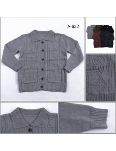 Jaket/Sweater Rajut Kerah Cewek Kancing Depan
