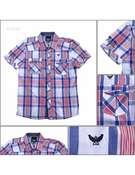 Kemeja Cowok Slim Fit Lengan Pendek Csjlr Raw XL-XXL