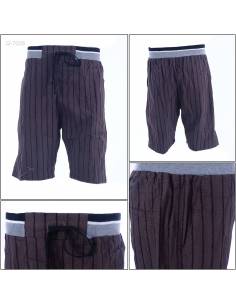 Celana Pendek Katun Cowok Salur Rib Kolor Maxmillian L-XL