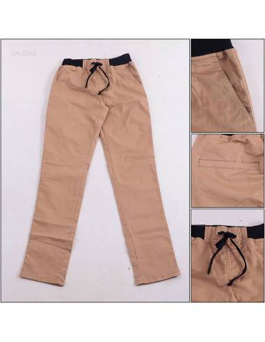 Celana Panjang Katun Slim Fit Cowok Rib Kolor Rock Sky 3XL-6XL