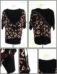 Atasan Kaos/Blus Cewek Lengan Pendek 3/4 Queetin