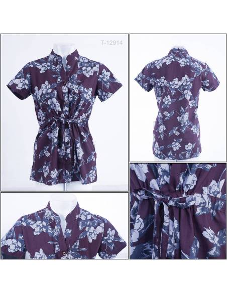 Atasan Blus Cewek Motif Lengan Pendek Caesar S-XL