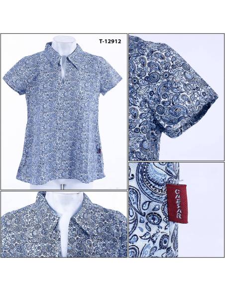Atasan Blus Cewek Motif Lengan Pendek Caesar S-2XL