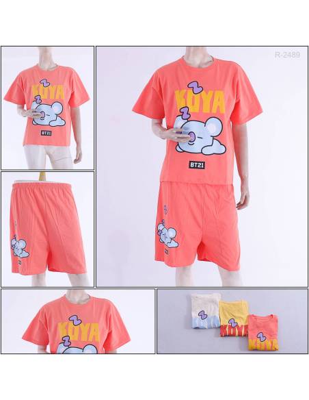 One set/Setelan Lengan Pendek Dan Celana Pendek  Cewek Dewasa Popsy