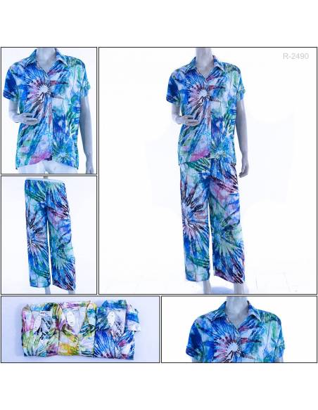 One set/Setelan Lengan Pendek Dan Celana Panjang  Cewek Dewasa