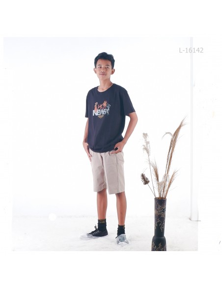 Kaos Oblong Cowok Lengan Pendek Reguler Damor Hitam M-L