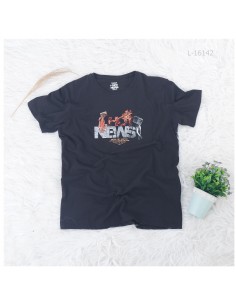 Kaos Oblong Cowok Lengan Pendek Reguler Damor Hitam M-L 2