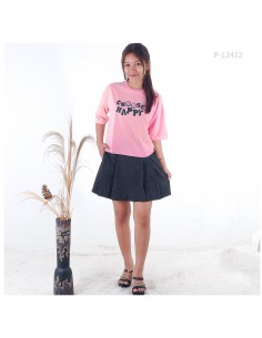 Kaos Cewek/Croptop Cewek Chooise Happy Bl Option All Size 2