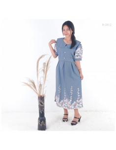 Dres Motif Garis/Bunga Lengan pendek Lufago All Size