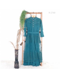 Gamis Outer Brokat Kancing Depan GB Fashion XL 2