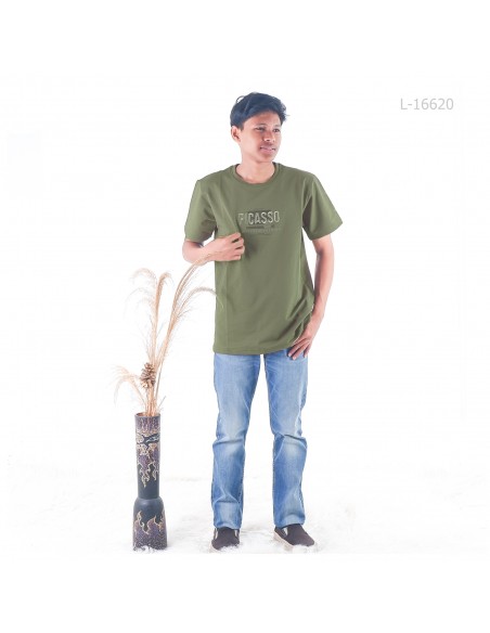 Kaos Cowok Lengan Pendek Tulisan Bordir Picasso M-XL