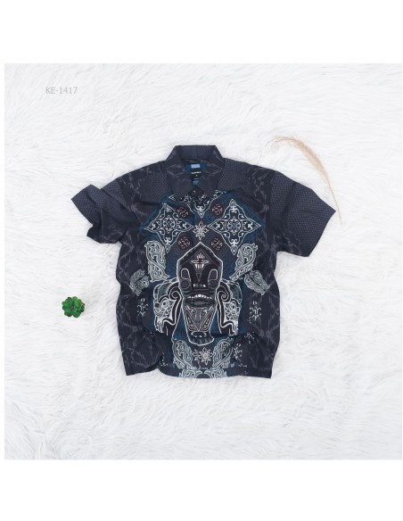 Kemeja Batik Cowok Lengan Pendek Maaxmillian M-XL