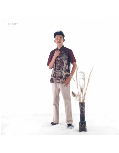 Kemeja Batik Cowok Lengan Pendek Maaxmillian M-XL