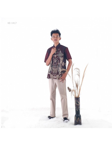 Kemeja Batik Cowok Lengan Pendek Maaxmillian M-XL