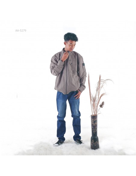 Jaket Parasit Cowok Lengan Panjang Gazr Warna Taupe XXL-4L