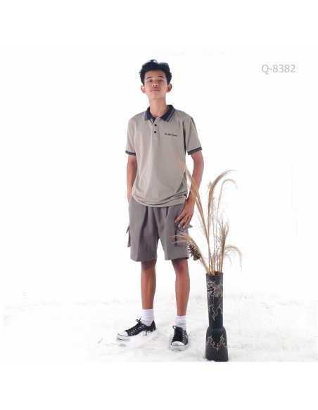 Celana pendek cowok kolor model cargo hijau sage M-XL