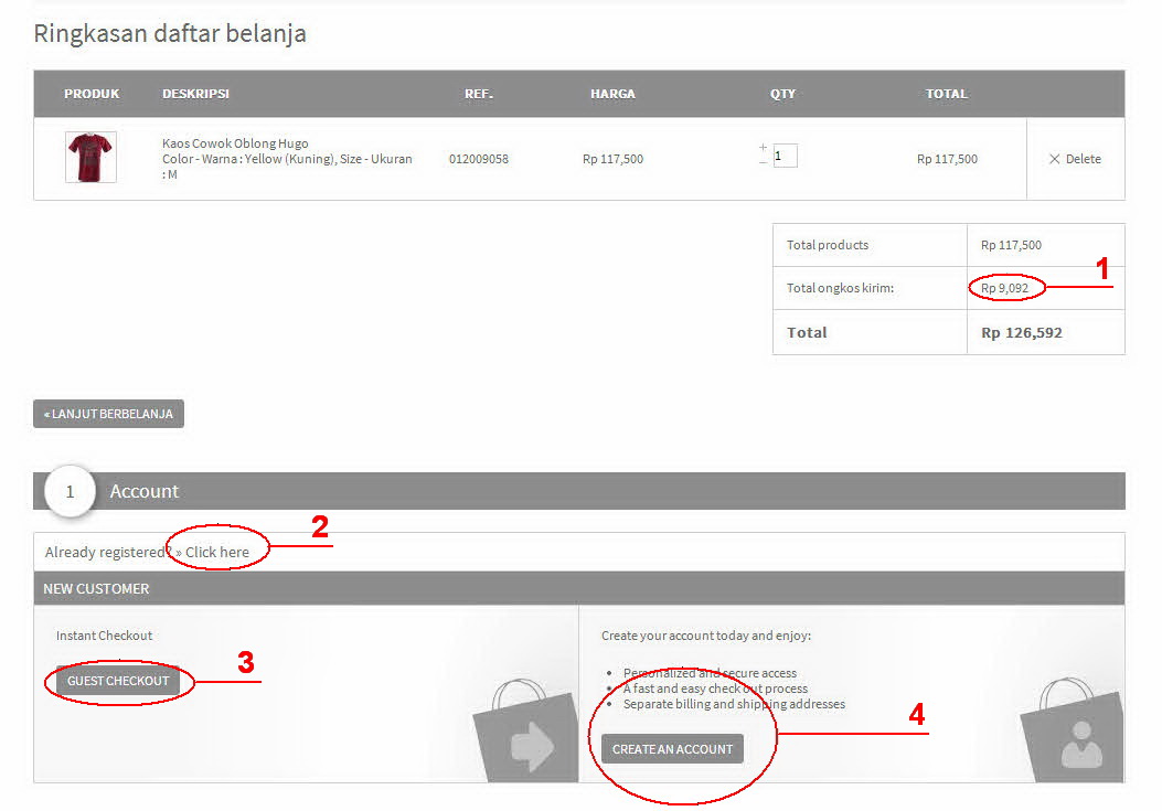 Tampilan Keranjang Belanja